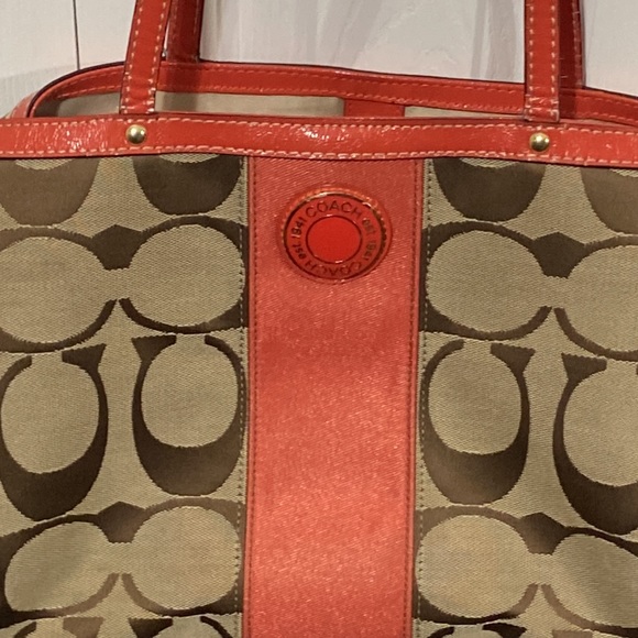 Red & Tan Coach Purse - Picture 7 of 15